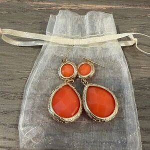 Vibrant Orange Teardrop Earrings